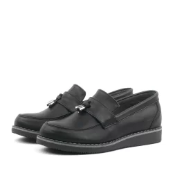 Rakerplus Siyah Mat Loafer Klasik Çocuk Ayakkabısı