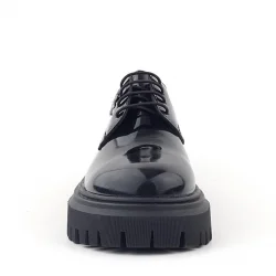 Rakerplus Siyah Rugan Bağcıklı Çiçek Detaylı Oxford Günlük Ayakkabı