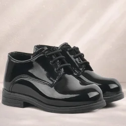 Rakerplus Siyah Rugan Bağcıklı Oxford Çocuk Okul Ayakkabısı