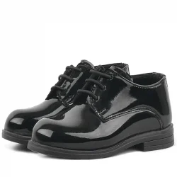 Rakerplus Siyah Rugan Bağcıklı Oxford Çocuk Okul Ayakkabısı