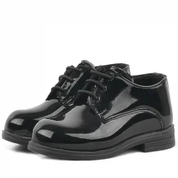 Rakerplus Siyah Rugan Bağcıklı Oxford Çocuk Okul Ayakkabısı