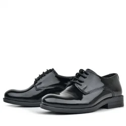 Rakerplus Siyah Rugan Bağcıklı Oxford Çocuk Okul Ayakkabısı