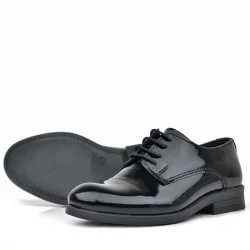 Rakerplus Siyah Rugan Bağcıklı Oxford Çocuk Okul Ayakkabısı