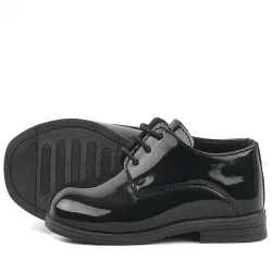 Rakerplus Siyah Rugan Bağcıklı Oxford Çocuk Okul Ayakkabısı