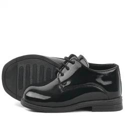 Rakerplus Siyah Rugan Bağcıklı Oxford Çocuk Okul Ayakkabısı