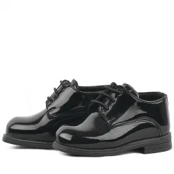 Rakerplus Siyah Rugan Bağcıklı Oxford Çocuk Okul Ayakkabısı