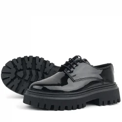 Rakerplus Siyah Rugan Bağcıklı Oxford Günlük Ayakkabı