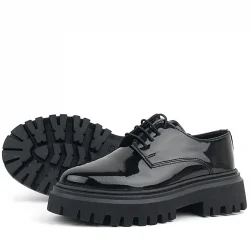 Rakerplus Siyah Rugan Bağcıklı Oxford Günlük Ayakkabı