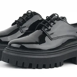 Rakerplus Siyah Rugan Bağcıklı Oxford Günlük Ayakkabı