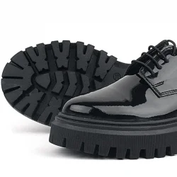 Rakerplus Siyah Rugan Bağcıklı Oxford Günlük Ayakkabı