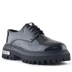 Rakerplus Siyah Rugan Bağcıklı Oxford Metal Detaylı Günlük Ayakkabı