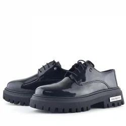 Rakerplus Siyah Rugan Bağcıklı Oxford Metal Detaylı Günlük Ayakkabı