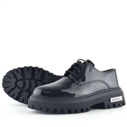 Rakerplus Siyah Rugan Bağcıklı Oxford Metal Detaylı Günlük Ayakkabı