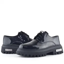 Rakerplus Siyah Rugan Bağcıklı Oxford Metal Detaylı Günlük Ayakkabı