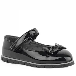 Rakerplus Siyah Rugan Fiyonklu Cırtlı Kız Çocuk Babet