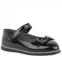 Rakerplus Siyah Rugan Fiyonklu Cırtlı Kız Çocuk Babet