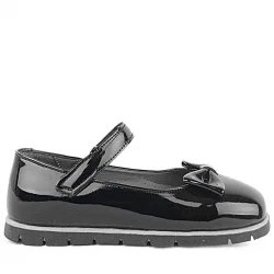 Rakerplus Siyah Rugan Fiyonklu Cırtlı Kız Çocuk Babet