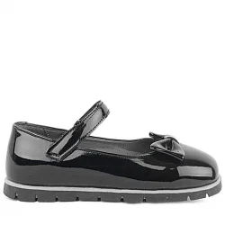 Rakerplus Siyah Rugan Fiyonklu Cırtlı Kız Çocuk Babet