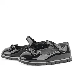 Rakerplus Siyah Rugan Fiyonklu Cırtlı Kız Çocuk Babet