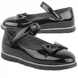 Rakerplus Siyah Rugan Fiyonklu Cırtlı Kız Çocuk Babet