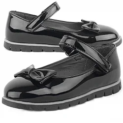 Rakerplus Siyah Rugan Fiyonklu Cırtlı Kız Çocuk Babet