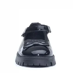 Rakerplus Siyah Rugan Kalın Tabanlı Cırtlı Kız Çocuk Babet