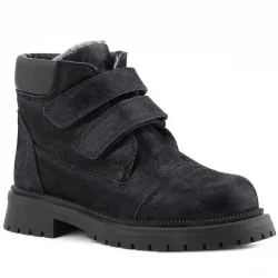 Rakerplus Siyah Simli Cırt Cırtlı Hakiki Deri Kız Çocuk Bot