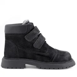 Rakerplus Siyah Simli Cırt Cırtlı Hakiki Deri Kız Çocuk Bot