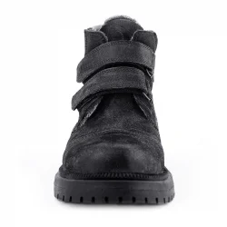 Rakerplus Siyah Simli Cırt Cırtlı Hakiki Deri Kız Çocuk Bot