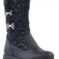 Rakerplus Siyah Uzun Fermuarlı Kurdeleli Kız Çocuk Yağmur Çizmesi