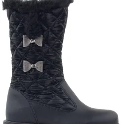 Rakerplus Siyah Uzun Fermuarlı Kurdeleli Kız Çocuk Yağmur Çizmesi