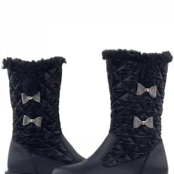 Rakerplus Siyah Uzun Fermuarlı Kurdeleli Kız Çocuk Yağmur Çizmesi