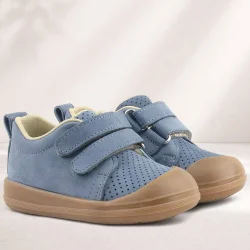 Rakerplus Sonic Hakiki Deri Gri Cırtlı Anatomik Bebek Spor Ayakkabı Sneaker