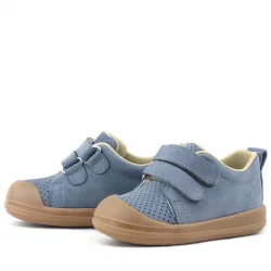 Rakerplus Sonic Hakiki Deri Gri Cırtlı Anatomik Bebek Spor Ayakkabı Sneaker