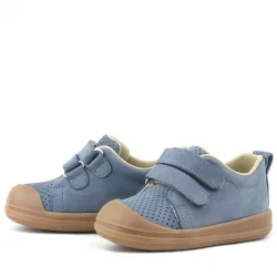 Rakerplus Sonic Hakiki Deri Gri Cırtlı Anatomik Bebek Spor Ayakkabı Sneaker