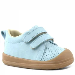 Rakerplus Sonic Hakiki Deri Mavi Cırtlı Anatomik Bebek Spor Ayakkabı Sneaker