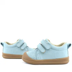 Rakerplus Sonic Hakiki Deri Mavi Cırtlı Anatomik Bebek Spor Ayakkabı Sneaker