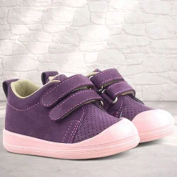 Rakerplus Sonic Hakiki Deri Mor Cırtlı Anatomik Bebek Spor Ayakkabı Sneaker