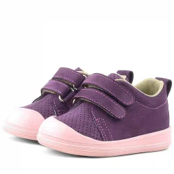Rakerplus Sonic Hakiki Deri Mor Cırtlı Anatomik Bebek Spor Ayakkabı Sneaker
