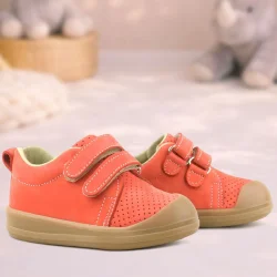 Rakerplus Sonic Hakiki Deri Turuncu Cırtlı Anatomik Bebek Spor Ayakkabı Sneaker