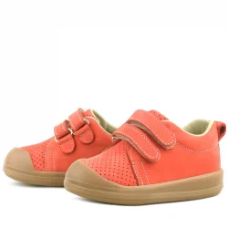 Rakerplus Sonic Hakiki Deri Turuncu Cırtlı Anatomik Bebek Spor Ayakkabı Sneaker