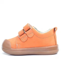 Rakerplus Sonic Hakiki Deri Turuncu Cırtlı Çiçekli Kız Bebek Sneaker Ayakkabı