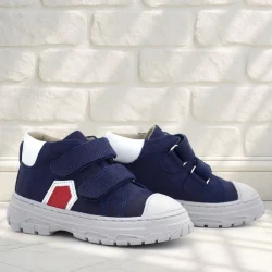 Rakerplus Tails Hakiki Deri Lacivert Kırmızı Cırtlı Çocuk Spor Bot