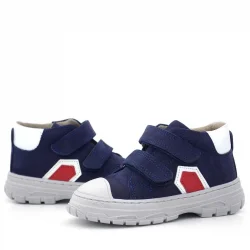 Rakerplus Tails Hakiki Deri Lacivert Kırmızı Cırtlı Çocuk Spor Bot