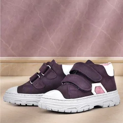 Rakerplus Tails Hakiki Deri Mor Cırtlı Çocuk Spor Bot