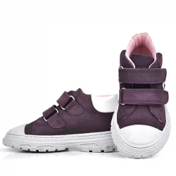 Rakerplus Tails Hakiki Deri Mor Cırtlı Çocuk Spor Bot