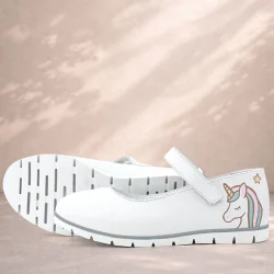 Rakerplus Tbons Özel Tasarım Hakiki Deri Beyaz Kız Çocuk Babet Ayakkabı