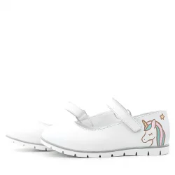 Rakerplus Tbons Özel Tasarım Hakiki Deri Beyaz Kız Çocuk Babet Ayakkabı