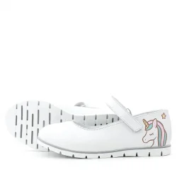 Rakerplus Tbons Özel Tasarım Hakiki Deri Beyaz Kız Çocuk Babet Ayakkabı