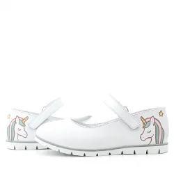 Rakerplus Tbons Özel Tasarım Hakiki Deri Beyaz Kız Çocuk Babet Ayakkabı